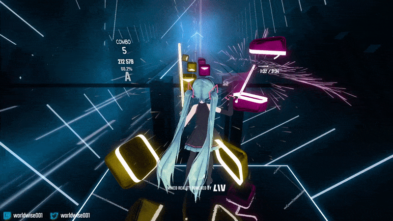 Motion Capture of Miku playing Beat Saber